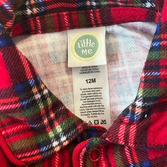 Little Me 12M Plaid soft Pj Onesie - Picture 4 of 5